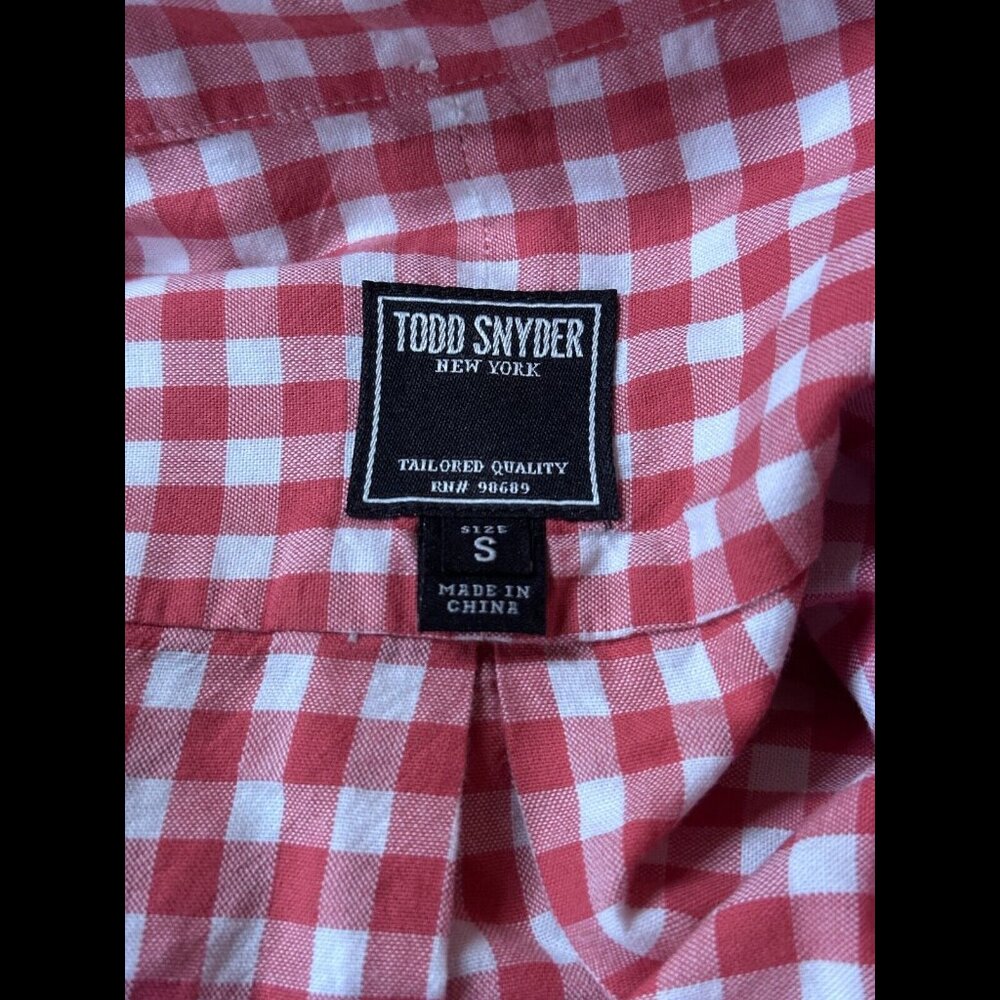 Todd Snyder Shirt Small Mens Red Long Sleeve Collared Plaid Gingham Oxford - Picture 6 of 7